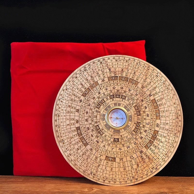 Peach wood compass, handmade from solid wood with high precision for feng shui use