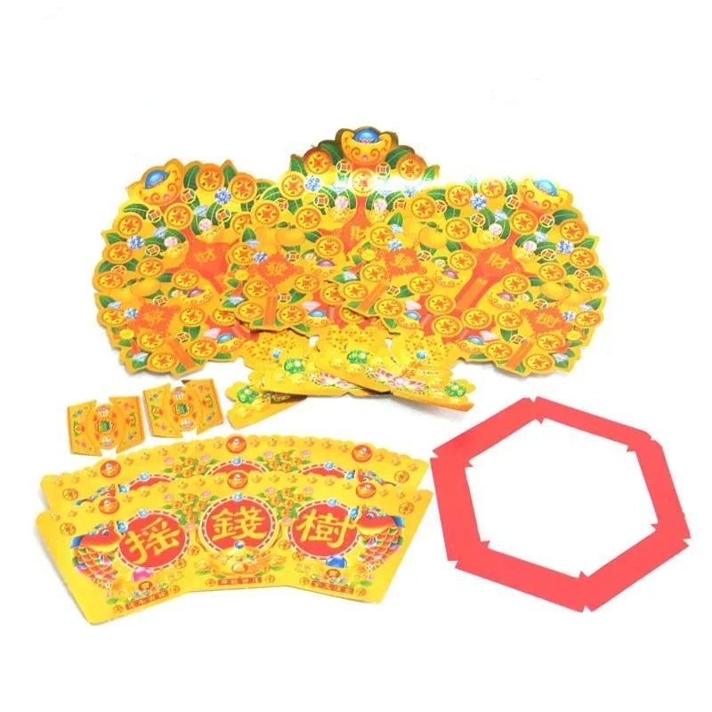 The translation is: "Ancestral worship paper Money Tree (or Wealth Tree) semi-finished product for altar use
