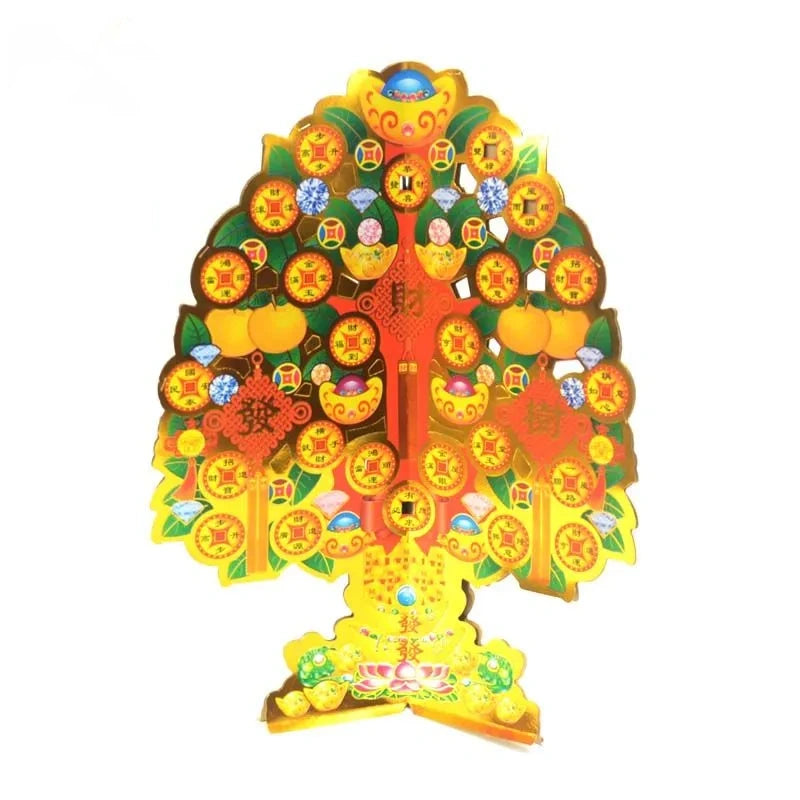 The translation is: "Ancestral worship paper Money Tree (or Wealth Tree) semi-finished product for altar use