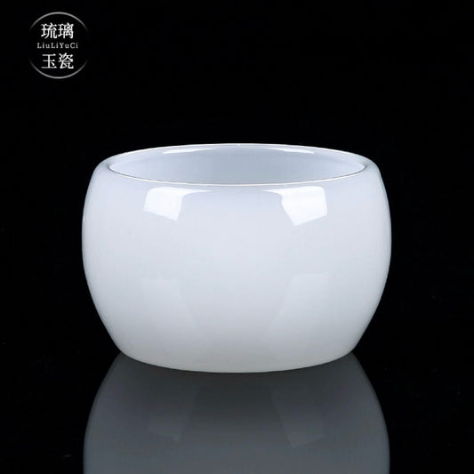 Exquisite Jingdezhen Enamel-Inlaid Jade Tea Cup - Translucent Elegance with Radiant Jade Elements