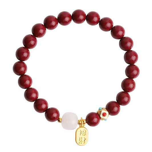 Charm Retro Cinnabar Beaded Bracelet Tibetan Buddhist Buddha Beads Prayer Bracelet For Women Men Wealth Good Luck Amulet Jewelry