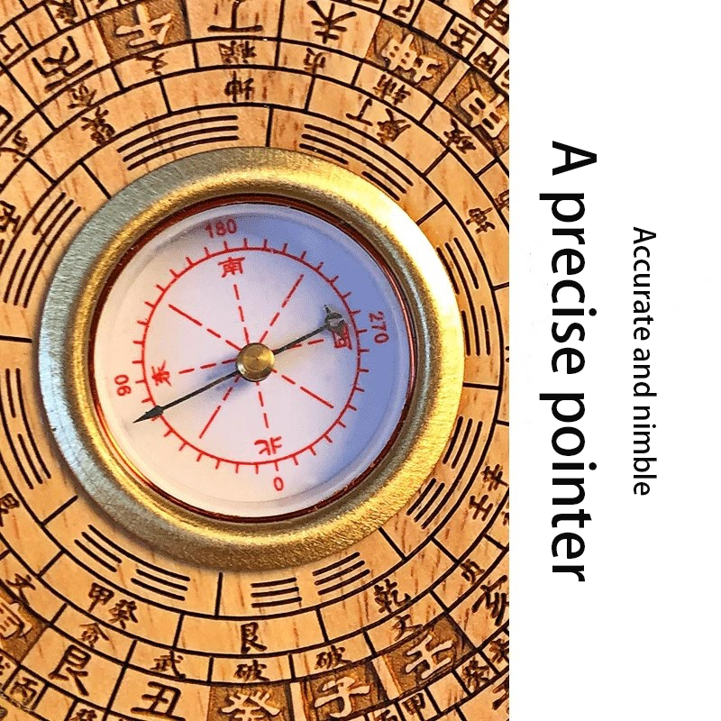 Peach wood compass, handmade from solid wood with high precision for feng shui use