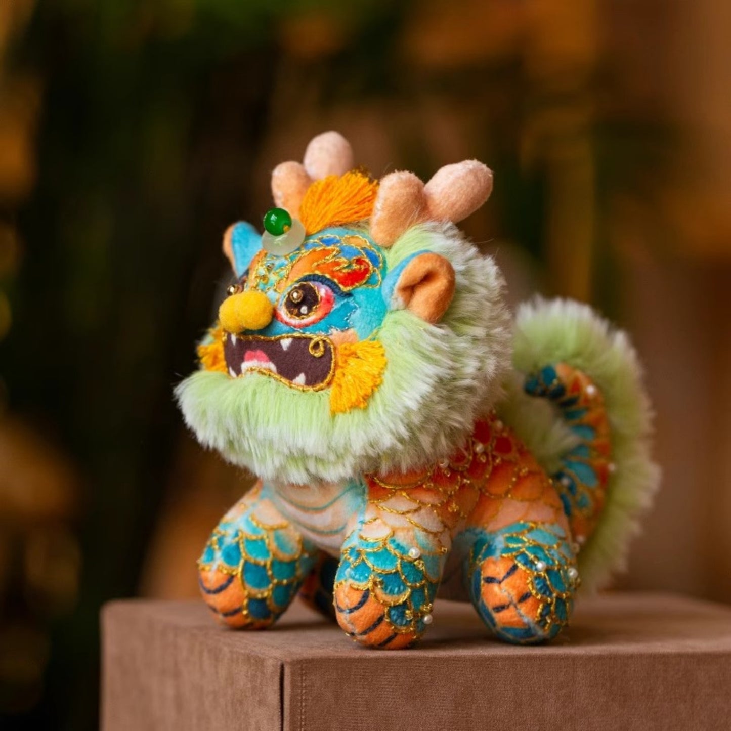 Hand Embroidered Kirin - Good Luck and Ruyi