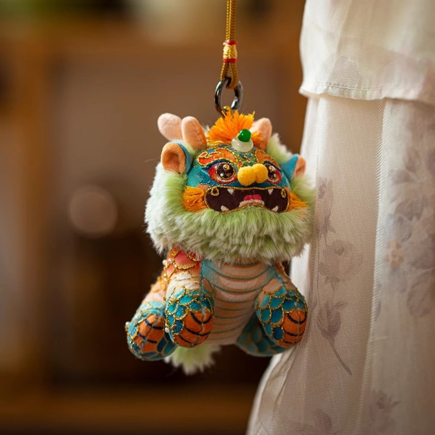 Hand Embroidered Kirin - Good Luck and Ruyi