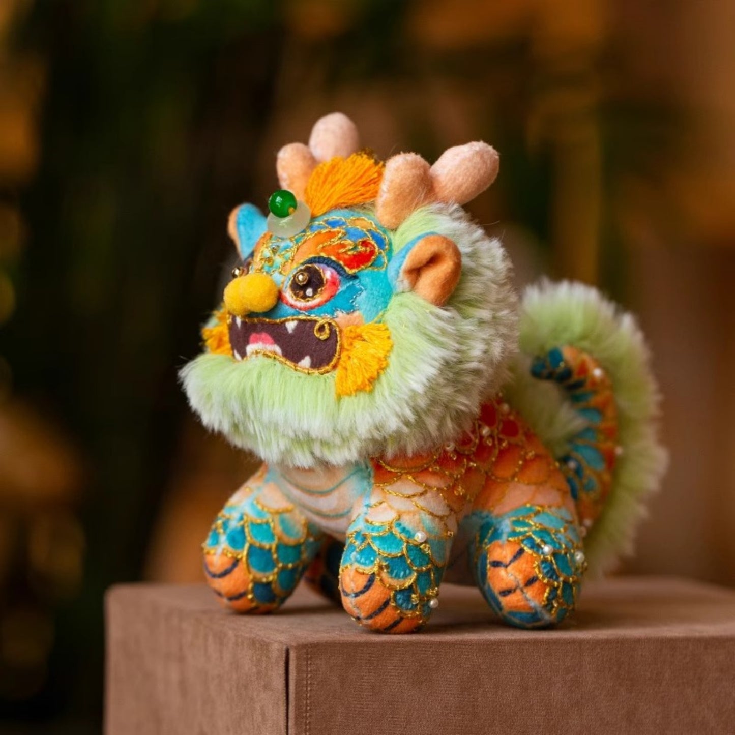 Hand Embroidered Kirin - Good Luck and Ruyi